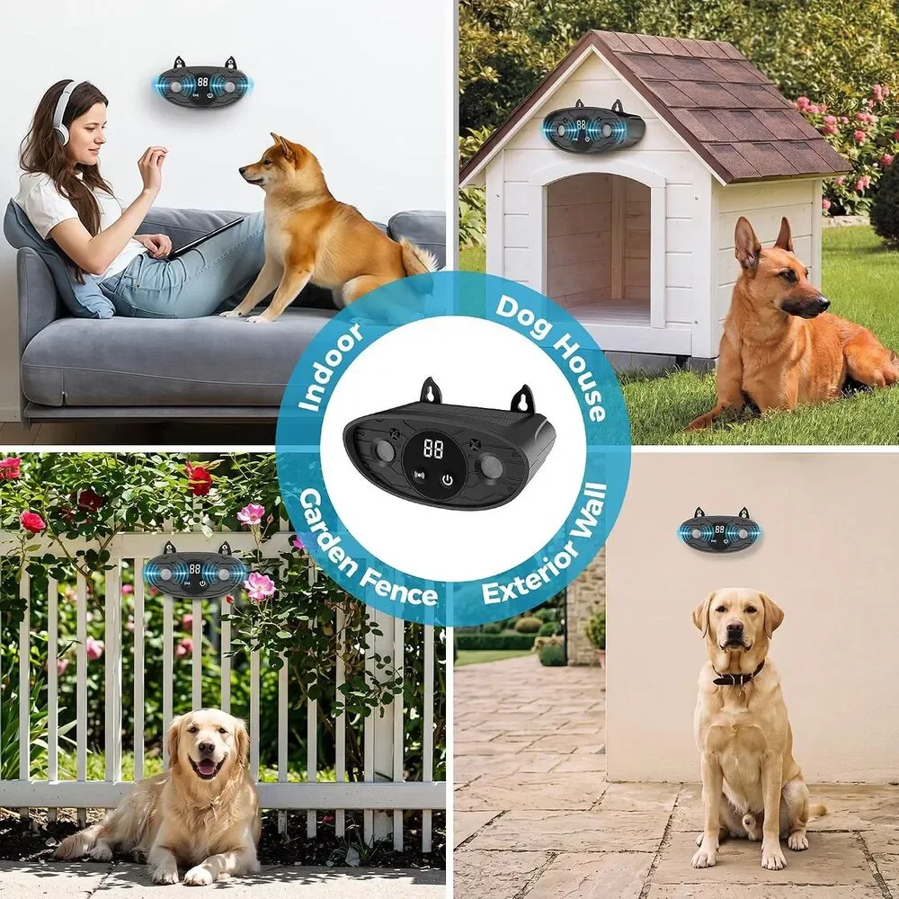 2 Pack Solar Ultrasonic Bark Deterrent Device for Dogs
